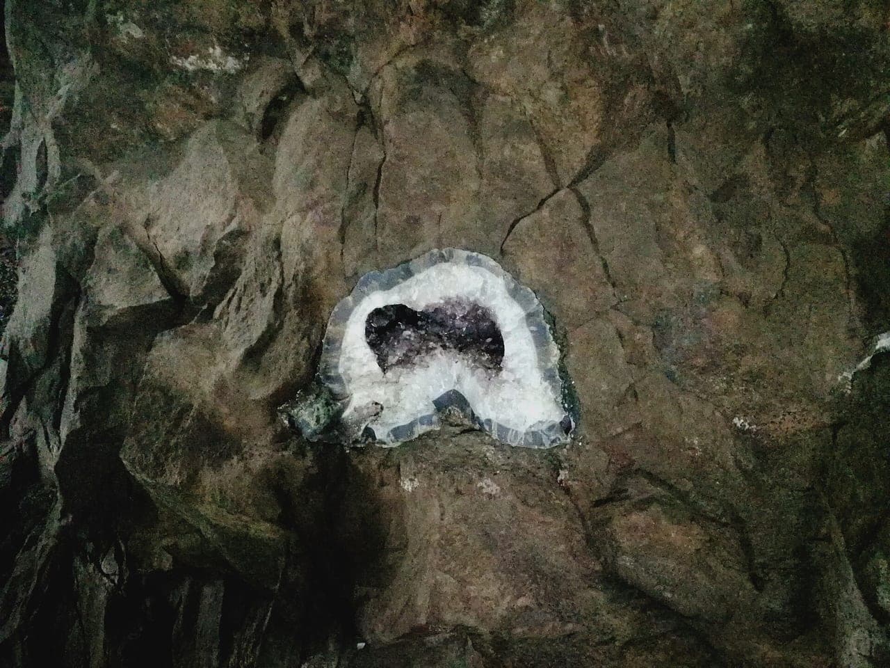 Inside an amethyst mine tunnel at Ametista do Sul, Rio Grande do Sul, Brazil