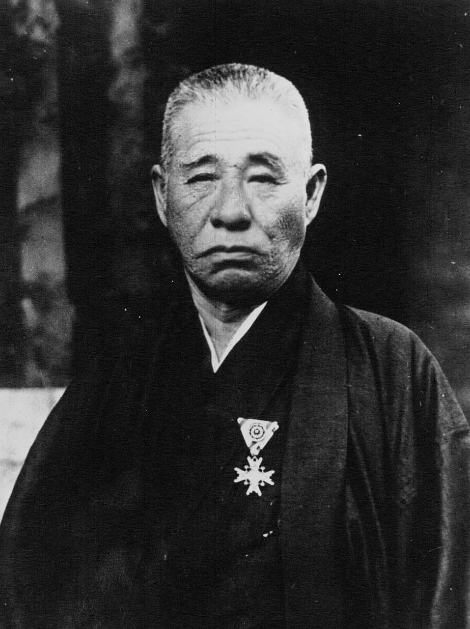 Portrait / bust of Mikimoto Kōkichi (1858–1954), the inventor of the cultured pearl who founded the industry from Ginza