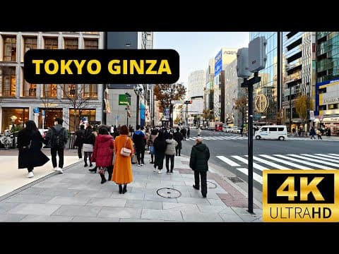 GINZA — Tokyo's Luxury Shopping District — 1 Hour Walking Tour [4K]