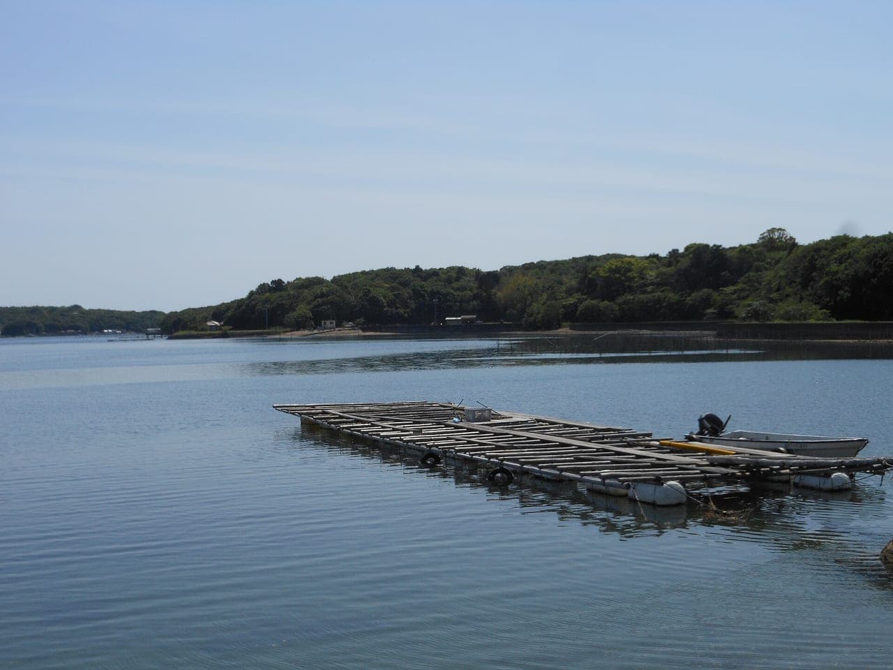 Pearl-cultivation rafts in Ago Bay, Shima, Mie Prefecture, Japan